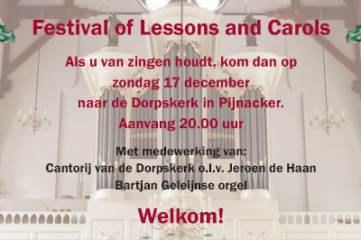 Festival of Lessons & Carols op zondagavond 17 dec